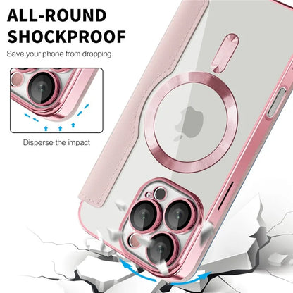 For iPhone 16 Pro Case Compatible with MagSafe Rhombus PU Leather Phone Cover