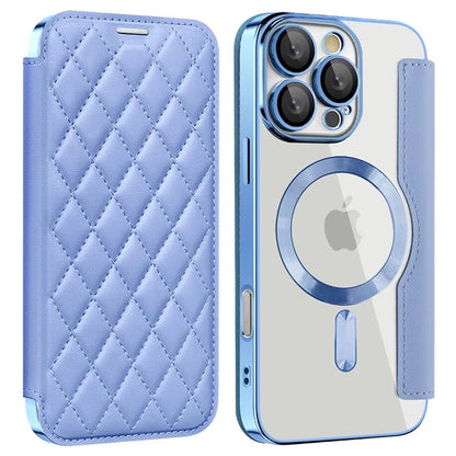 For iPhone 16 Pro Case Compatible with MagSafe Rhombus PU Leather Phone Cover