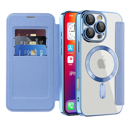 For iPhone 16 Pro Case Compatible with MagSafe Rhombus PU Leather Phone Cover