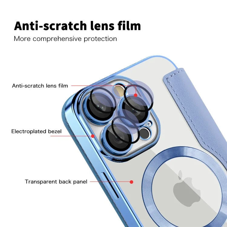 For iPhone 16 Pro Case Compatible with MagSafe Rhombus PU Leather Phone Cover
