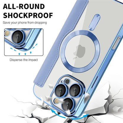 For iPhone 16 Pro Case Compatible with MagSafe Rhombus PU Leather Phone Cover