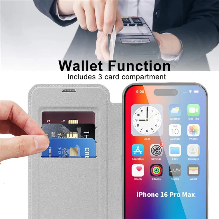 For iPhone 16 Pro Case Compatible with MagSafe Rhombus PU Leather Phone Cover