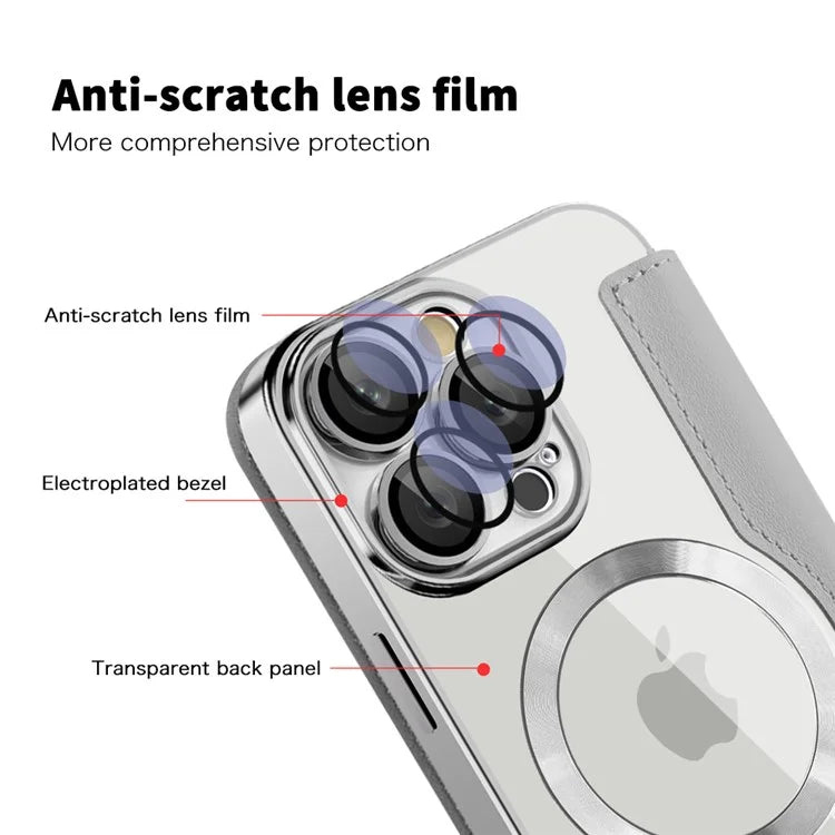 For iPhone 16 Pro Case Compatible with MagSafe Rhombus PU Leather Phone Cover
