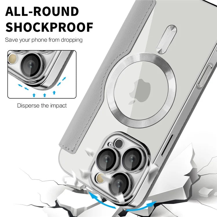 For iPhone 16 Pro Case Compatible with MagSafe Rhombus PU Leather Phone Cover
