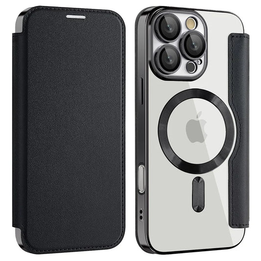 For iPhone 16 Pro Max Magnetic Phone Case RFID Blocking Phone Leather Cover