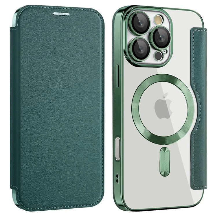 For iPhone 16 Pro Max Magnetic Phone Case RFID Blocking Phone Leather Cover
