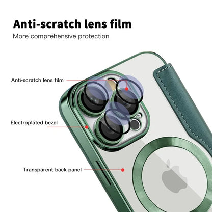 For iPhone 16 Pro Max Magnetic Phone Case RFID Blocking Phone Leather Cover