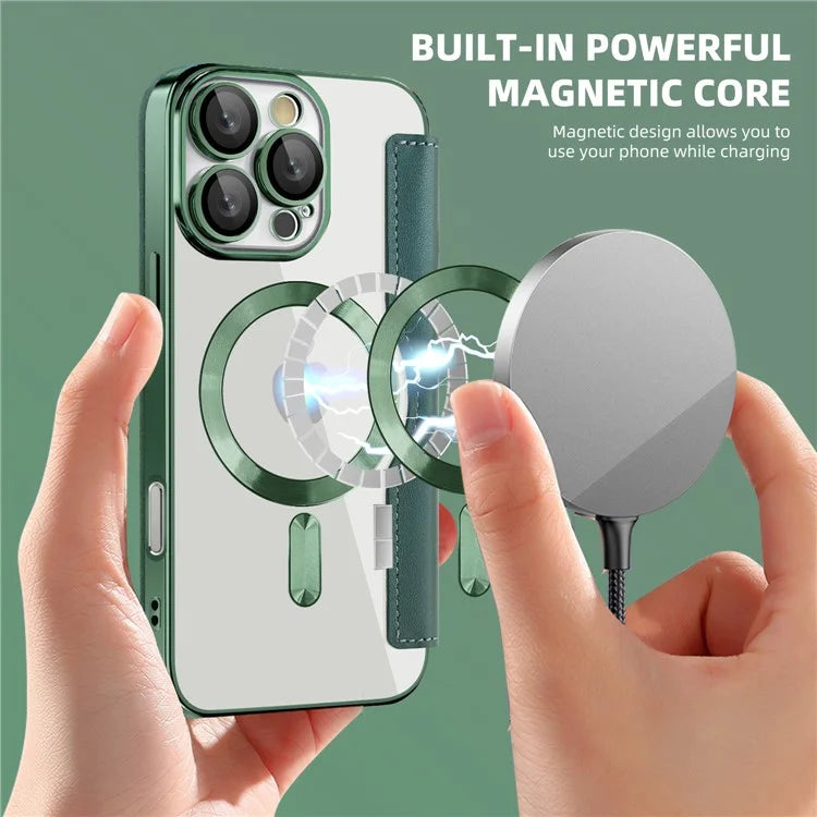 For iPhone 16 Pro Max Magnetic Phone Case RFID Blocking Phone Leather Cover