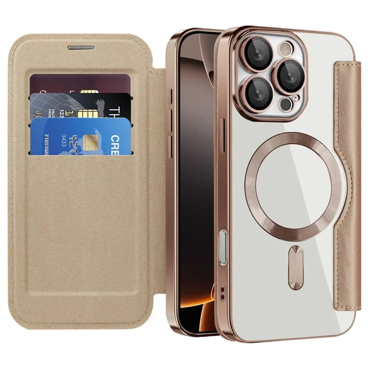 For iPhone 16 Pro Max Magnetic Phone Case RFID Blocking Phone Leather Cover