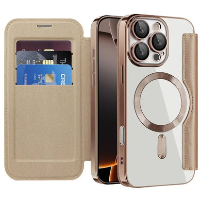For iPhone 16 Pro Max Magnetic Phone Case RFID Blocking Phone Leather Cover