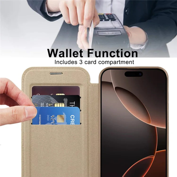 For iPhone 16 Pro Max Magnetic Phone Case RFID Blocking Phone Leather Cover