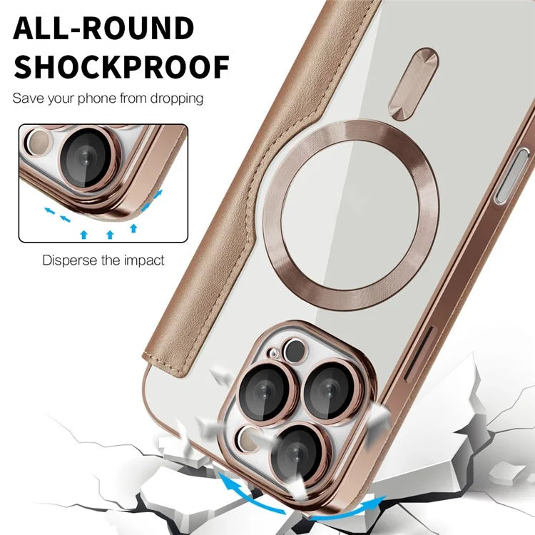 For iPhone 16 Pro Max Magnetic Phone Case RFID Blocking Phone Leather Cover