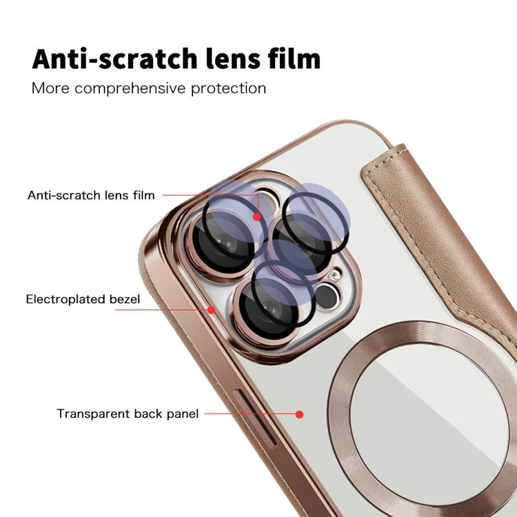 For iPhone 16 Pro Max Magnetic Phone Case RFID Blocking Phone Leather Cover