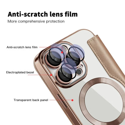 For iPhone 16 Pro Max Magnetic Phone Case RFID Blocking Phone Leather Cover