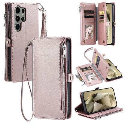 015 Style For Samsung Galaxy S24 Ultra Case TPU+PU Leather Wallet Phone Cover with Straps