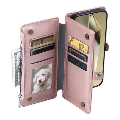 015 Style For Samsung Galaxy S24 Ultra Case TPU+PU Leather Wallet Phone Cover with Straps