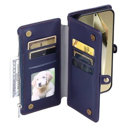 015 Style For Samsung Galaxy S24 Ultra Case TPU+PU Leather Wallet Phone Cover with Straps