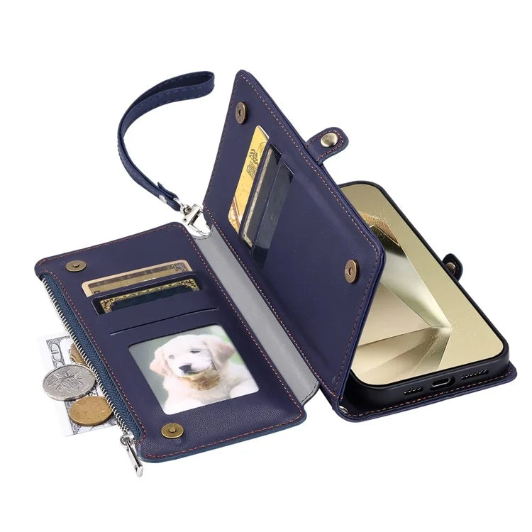 015 Style For Samsung Galaxy S24 Ultra Case TPU+PU Leather Wallet Phone Cover with Straps