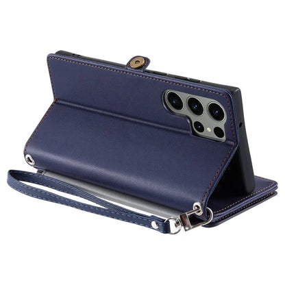 015 Style For Samsung Galaxy S24 Ultra Case TPU+PU Leather Wallet Phone Cover with Straps