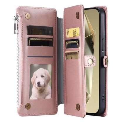015 Style For Samsung Galaxy S24+ Wallet Case Anti-Drop Leather Phone Cover with Straps