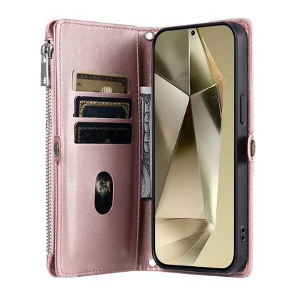 015 Style For Samsung Galaxy S24+ Wallet Case Anti-Drop Leather Phone Cover with Straps