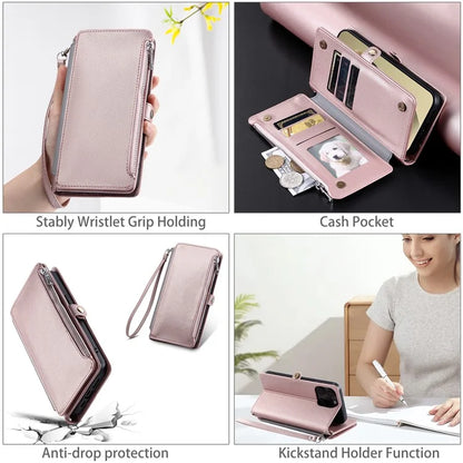 015 Style For Samsung Galaxy S24+ Wallet Case Anti-Drop Leather Phone Cover with Straps