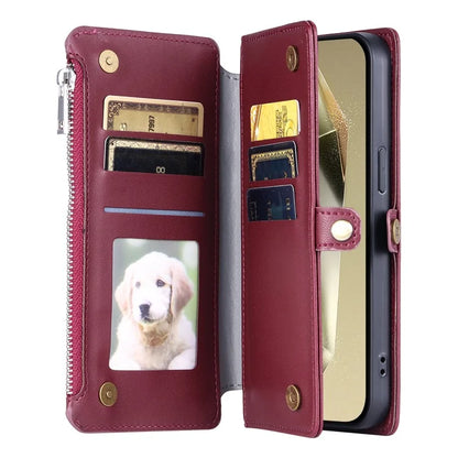 015 Style For Samsung Galaxy A55 5G Shockproof Case with Straps Leather Wallet Phone Cover