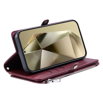 015 Style For Samsung Galaxy A55 5G Shockproof Case with Straps Leather Wallet Phone Cover