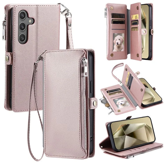 015 Style For Samsung Galaxy A34 5G Case Shockproof Leather Wallet Phone Cover with Straps
