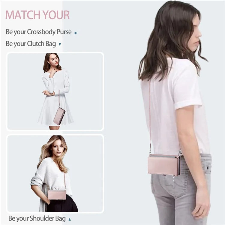 015 Style For iPhone 16 Plus Case Scratch-Resistant Leather Wallet Phone Cover with Straps