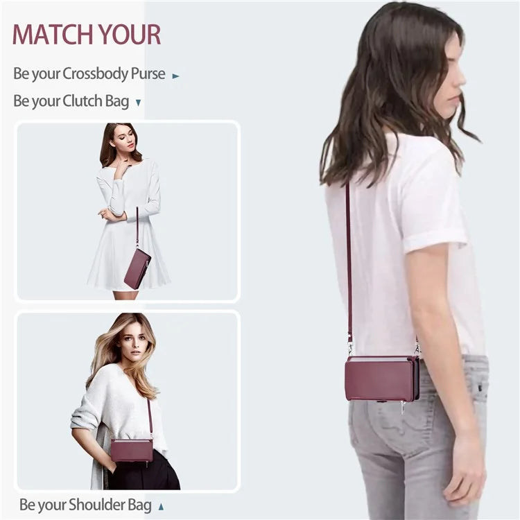 015 Style For iPhone 16 Plus Case Scratch-Resistant Leather Wallet Phone Cover with Straps
