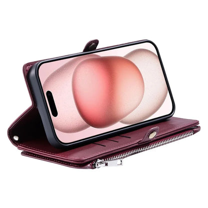 015 Style For iPhone 16 Pro Case Protective Leather Wallet Phone Cover with Straps