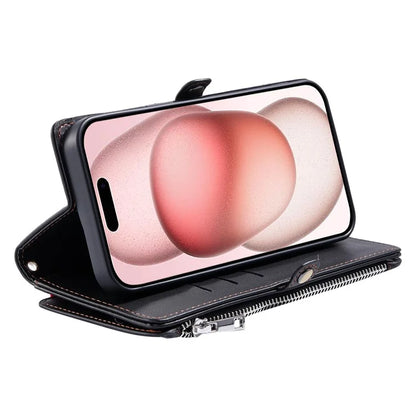 015 Style For iPhone 16 Pro Case Protective Leather Wallet Phone Cover with Straps