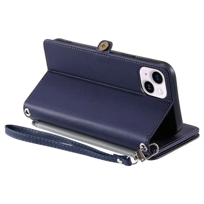 015 Style For iPhone 15 Leather Case Zipper Pocket Shockproof Phone Cover