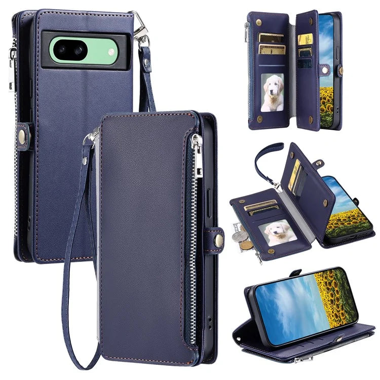 015 Style For Google Pixel 8a Wallet Case Drop-Proof Leather Phone Cover