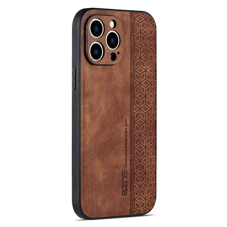 AZNS For iPhone 16 Pro Case Protective PU Leather Covered TPU Phone Shell
