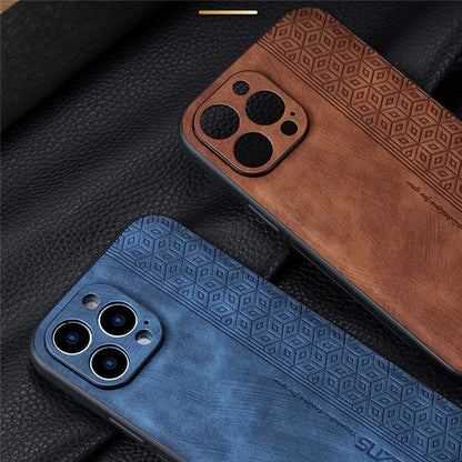 AZNS For iPhone 16 Pro Case Protective PU Leather Covered TPU Phone Shell