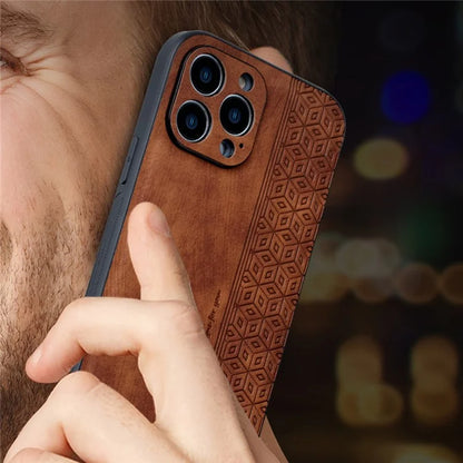 AZNS For iPhone 16 Pro Case Protective PU Leather Covered TPU Phone Shell