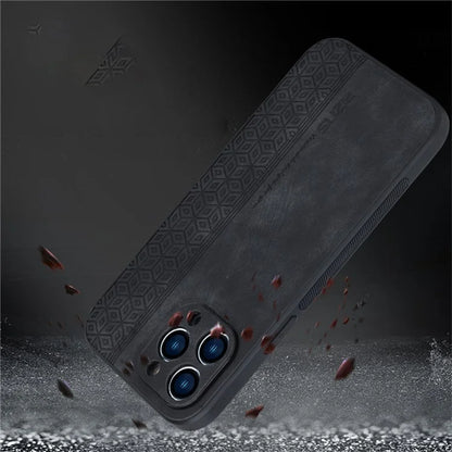 AZNS For iPhone 16 Pro Case Protective PU Leather Covered TPU Phone Shell
