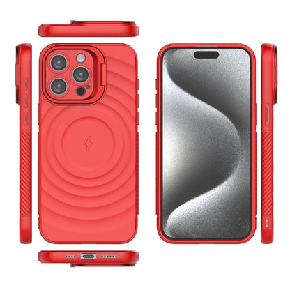 For iPhone 15 Pro Max Case Compatible with MagSafe PC Kickstand Soft TPU Phone Cover Ripple Texture
