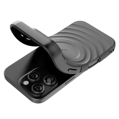 For iPhone 15 Pro Max Case Compatible with MagSafe PC Kickstand Soft TPU Phone Cover Ripple Texture