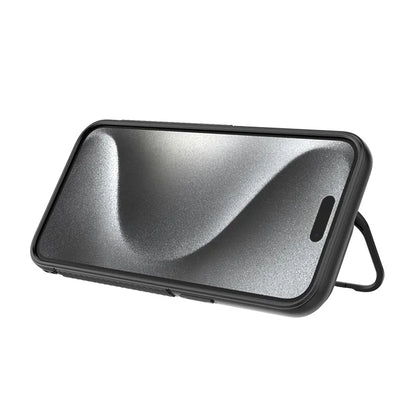 For iPhone 16 Pro Magnetic Case PC Kickstand Ripple Texture TPU Phone Cover