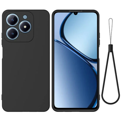 For Realme C61 4G Case Liquid Silicone Shockproof Phone Cover with Hand Strap