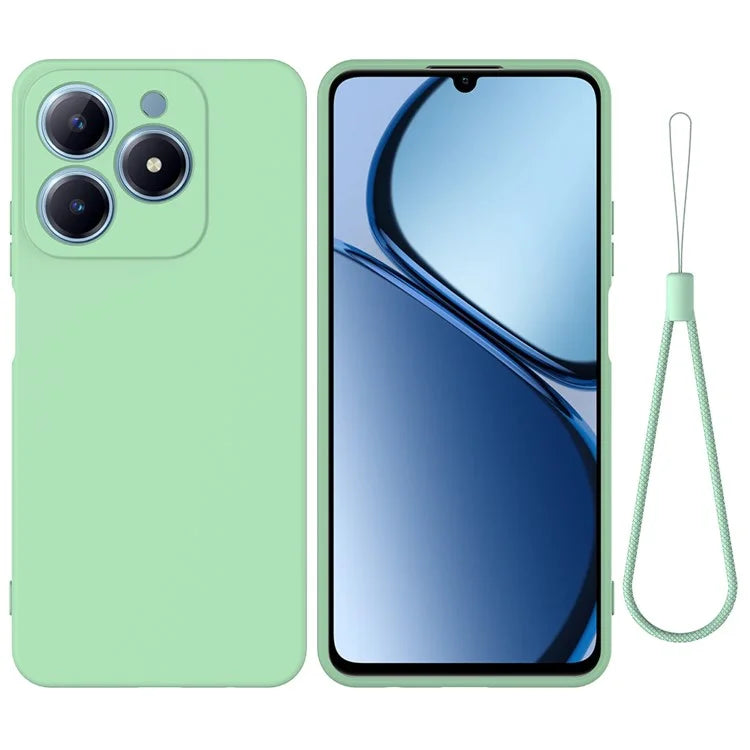 For Realme C61 4G Case Liquid Silicone Shockproof Phone Cover with Hand Strap