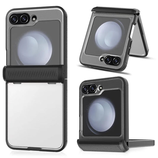 For Samsung Galaxy Z Flip6 5G Case Hinge Protection PC+TPU Phone Cover with PET Screen Film