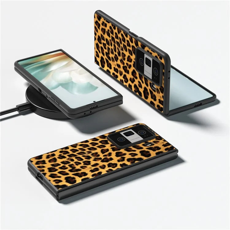For Honor Magic Vs3 5G Case Leopard Pattern Leather Coated PC Phone Cover