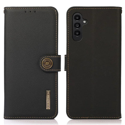 KHAZNEH For Samsung Galaxy S24 FE Case RFID Blocking Genuine Cow Leather Wallet Phone Cover