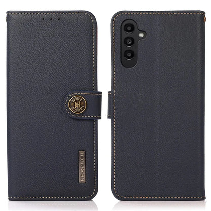 KHAZNEH For Samsung Galaxy S24 FE Case RFID Blocking Genuine Cow Leather Wallet Phone Cover