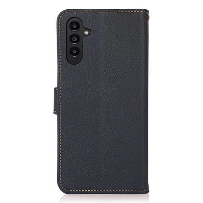 KHAZNEH For Samsung Galaxy S24 FE Case RFID Blocking Genuine Cow Leather Wallet Phone Cover