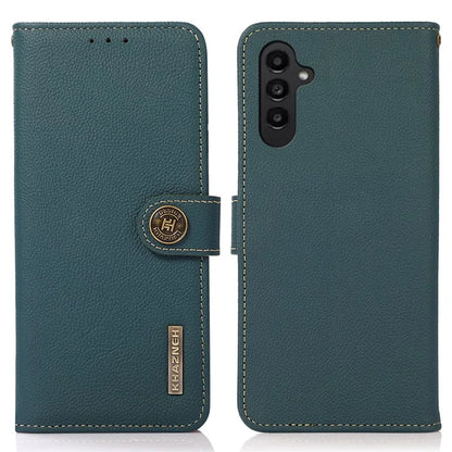 KHAZNEH For Samsung Galaxy S24 FE Case RFID Blocking Genuine Cow Leather Wallet Phone Cover